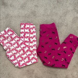 Carter's Pink cat leggings and 365 kids Purple horse leggings 2pc set
